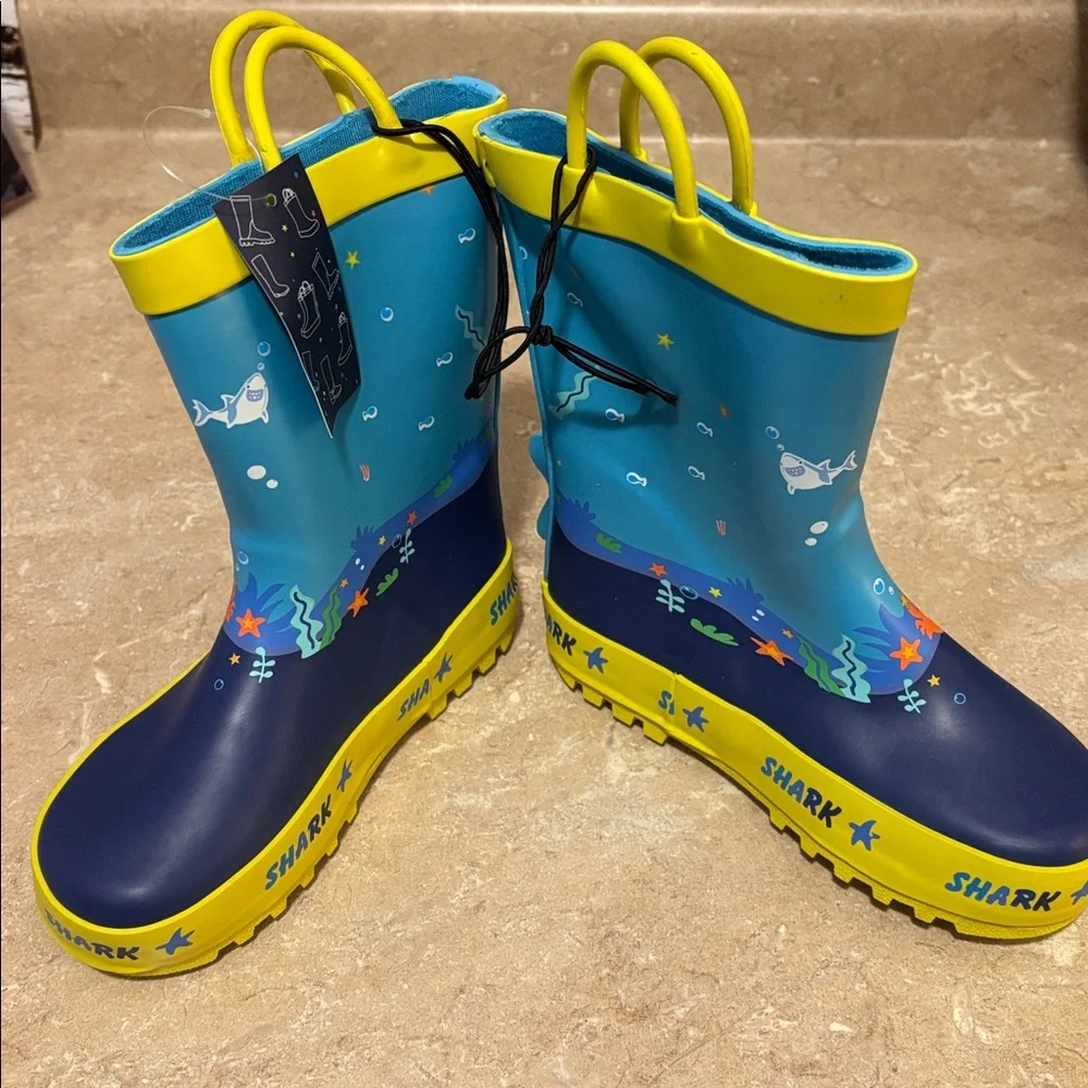 Kids shark rain boots